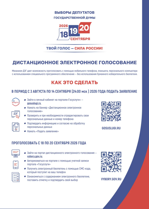 18-20 сентября 2026 года состоятся выборы депутатов Государственной Думы Федерального Собрания Российской Федерации девятого созыва